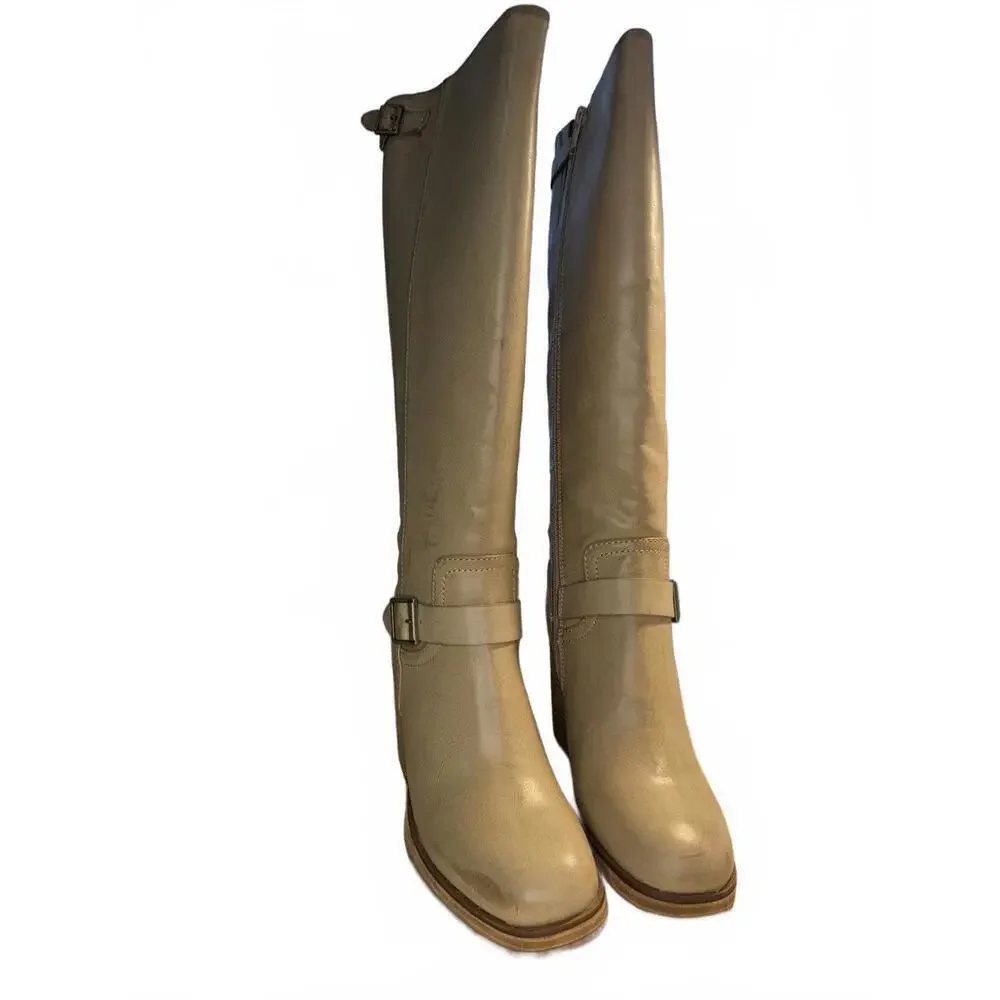 Korks Karalyn Knee High Boots Women's Sz 7.5 Cream Knee High Tall Western Riding